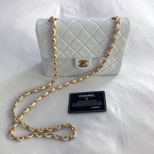 Authentic Vintage CHANEL White Quilted Bag